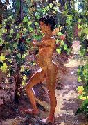 Carleton E.Watkins Study for Boys picking grapes at Capri oil painting artist